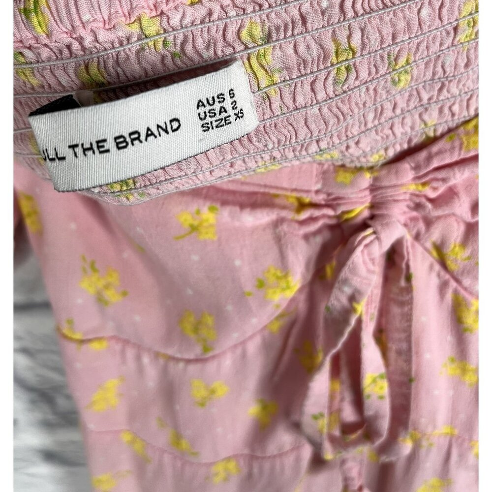 FAITHFULL THE BRAND Women's Pink Floral Luda Square Neck Dress US 2 - Picture 3 of 6